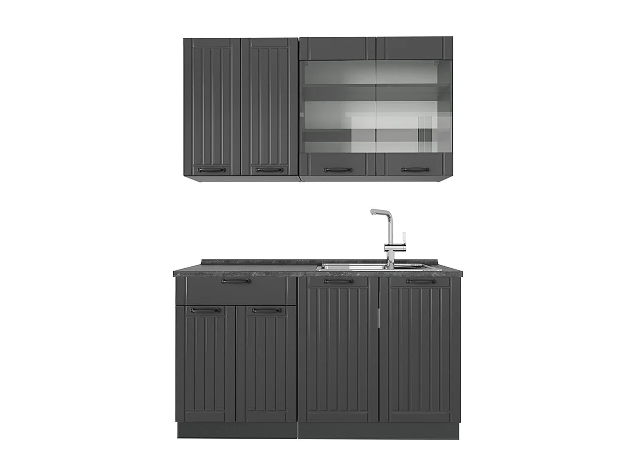 Cucina monoblocco grigio scuro 140x60x81.6 fame-line