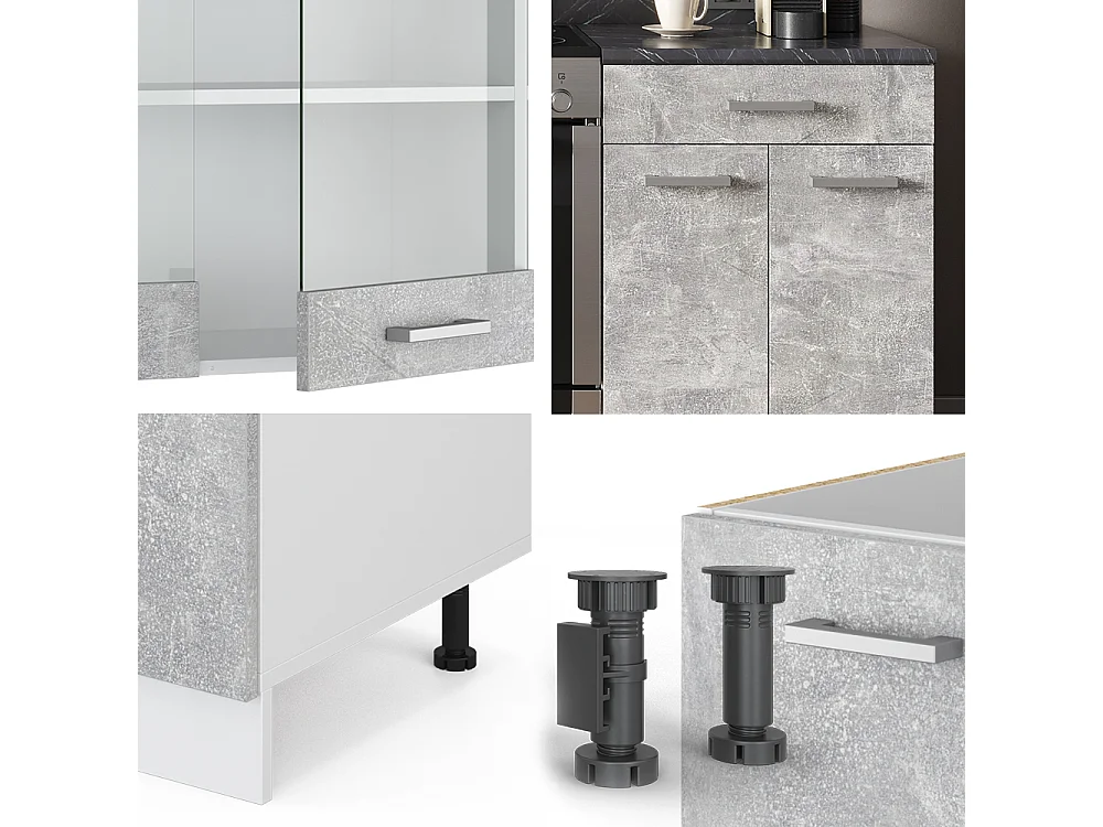 Cucina componibile cemento/bianco 200x60x81.6 r-line