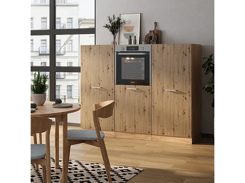 Bloque de cocina roble artesanal/roble dorado 180x46x81.6 r-line