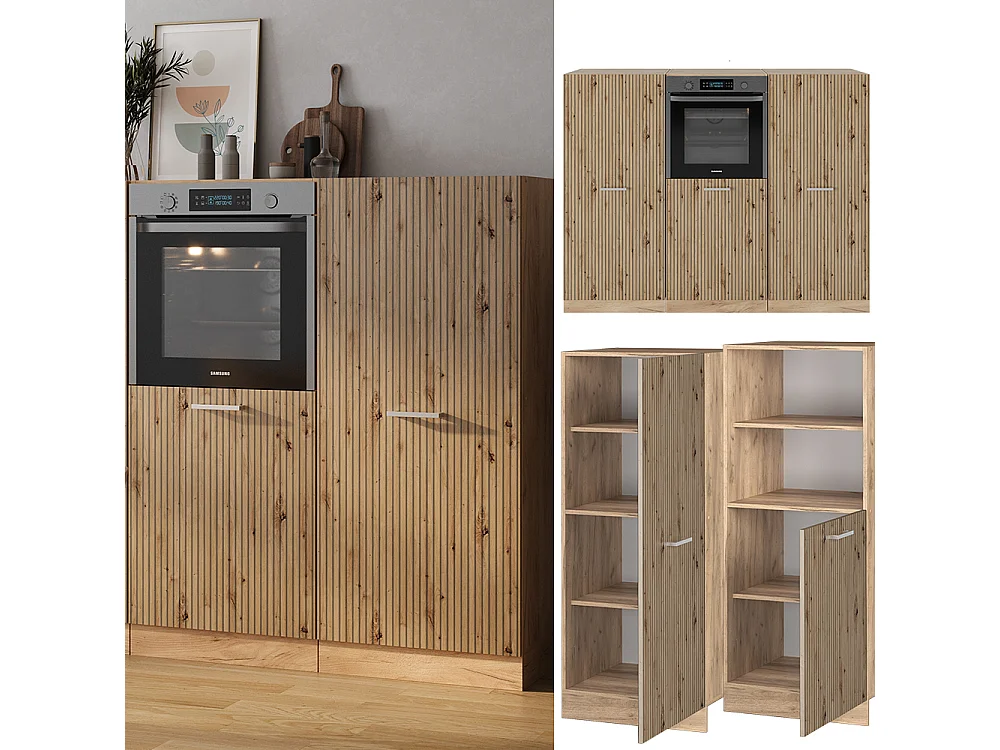 Bloque de cocina roble artesanal/roble dorado 180x46x81.6 r-line