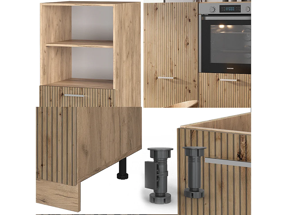 Bloque de cocina roble artesanal/roble dorado 180x46x81.6 r-line