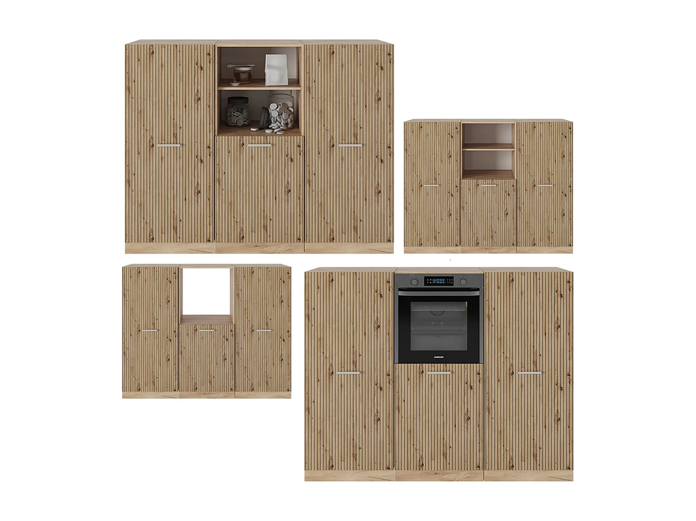 Bloque de cocina roble artesanal/roble dorado 180x46x81.6 r-line