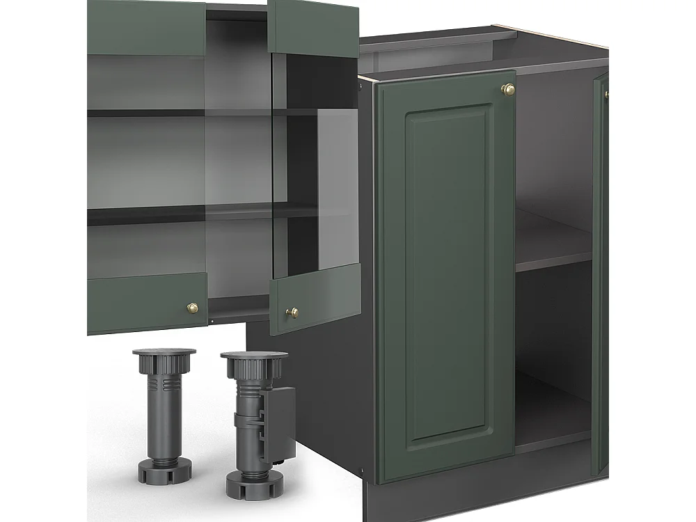 Mueble de cocina verde-dorado casa de campo/antracita 300x60x81.6 fame-line