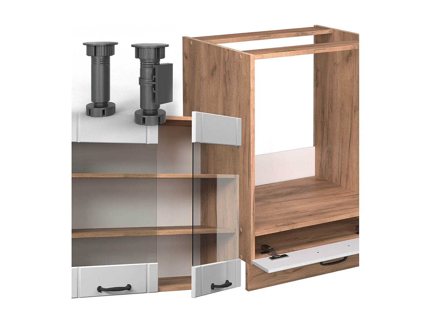 Cuisine en angle blanc campagne 227x60x81.6 fame-line