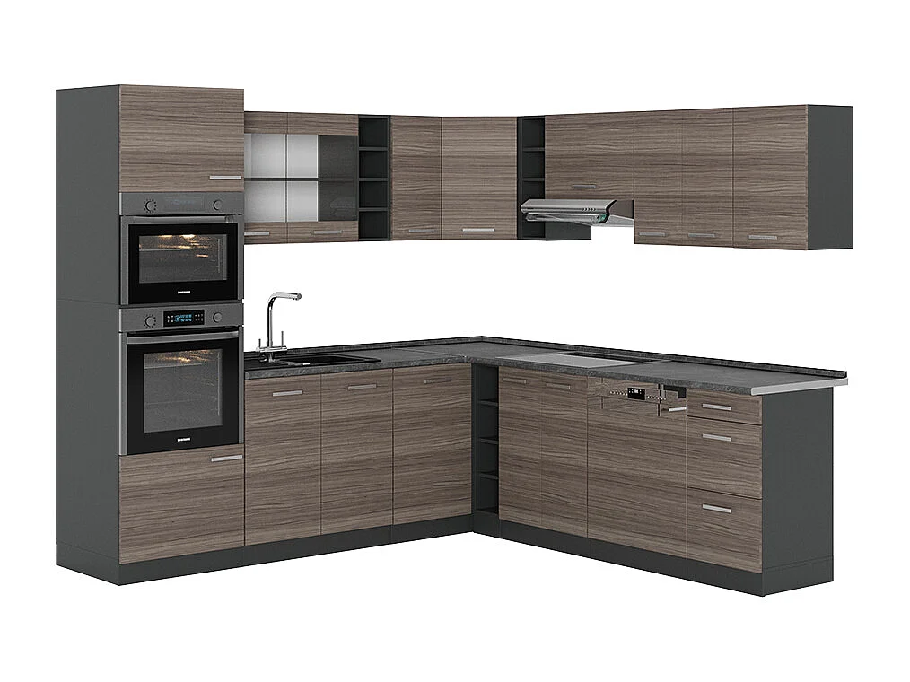 Eckküche edelgrau/anthrazit 247x60x81.6 r-line