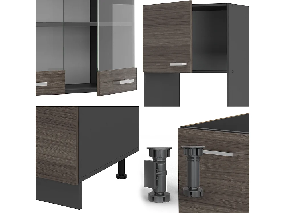 Eckküche edelgrau/anthrazit 247x60x81.6 r-line