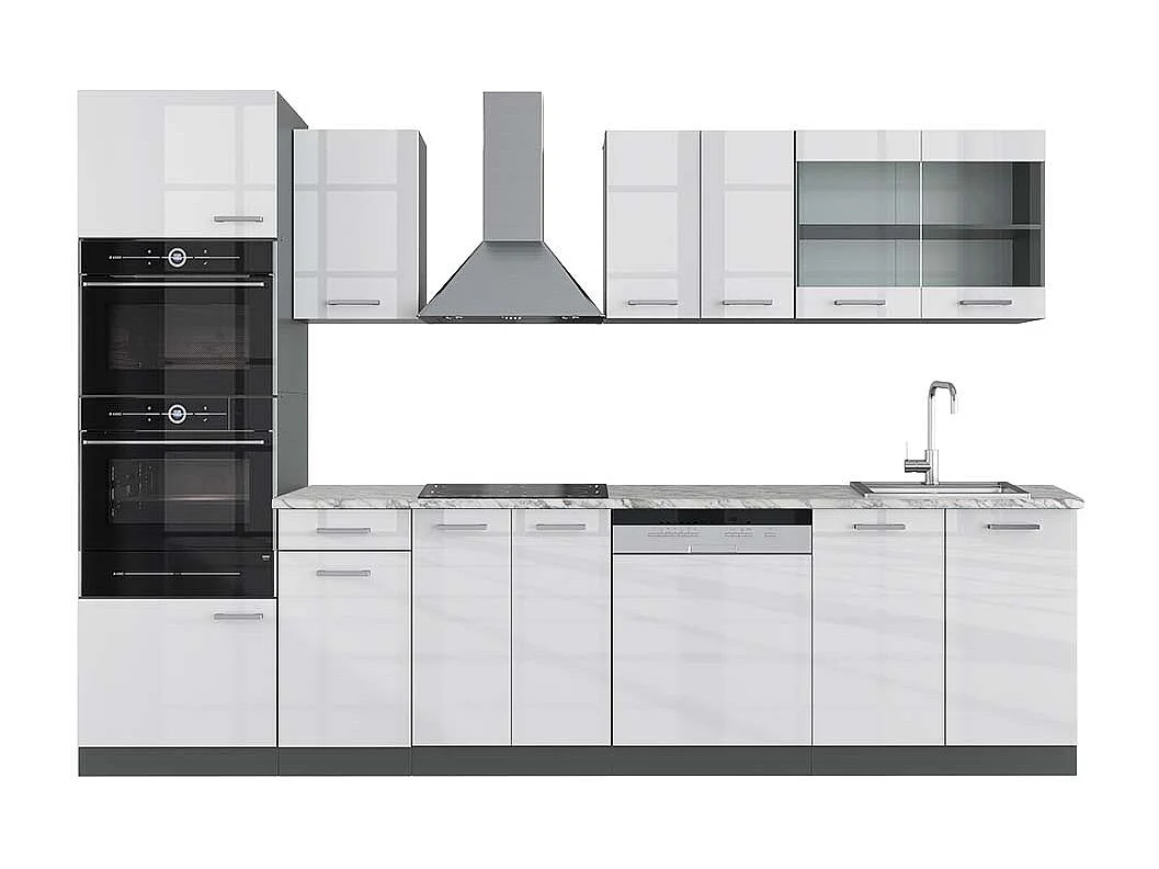 Mueble de cocina blanco brillo/antracita 300x60x81.6 r-line