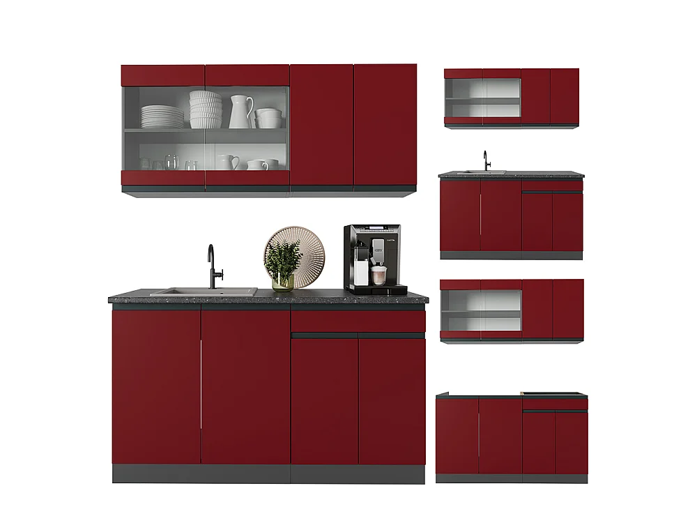 Cuisine rouge/anthracite 140x60x81.6 r-line