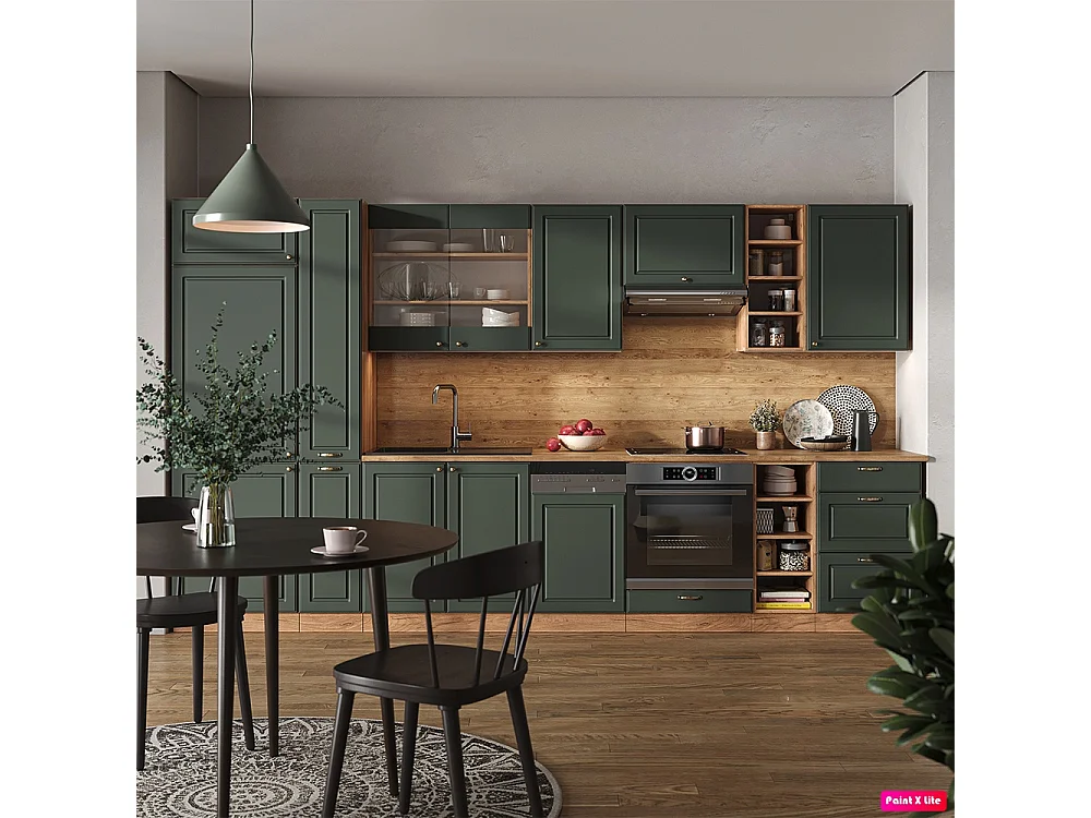 Cuisine chêne vert et or/chêne doré 355x60x81.6 fame-line
