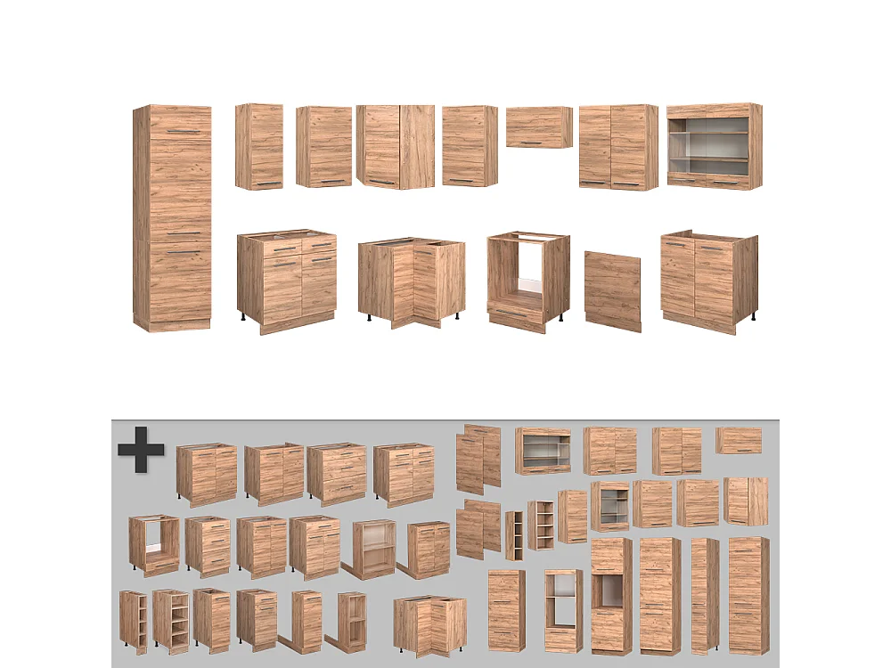 Cocina esquinera roble dorado 287x60x81.6 fame-line