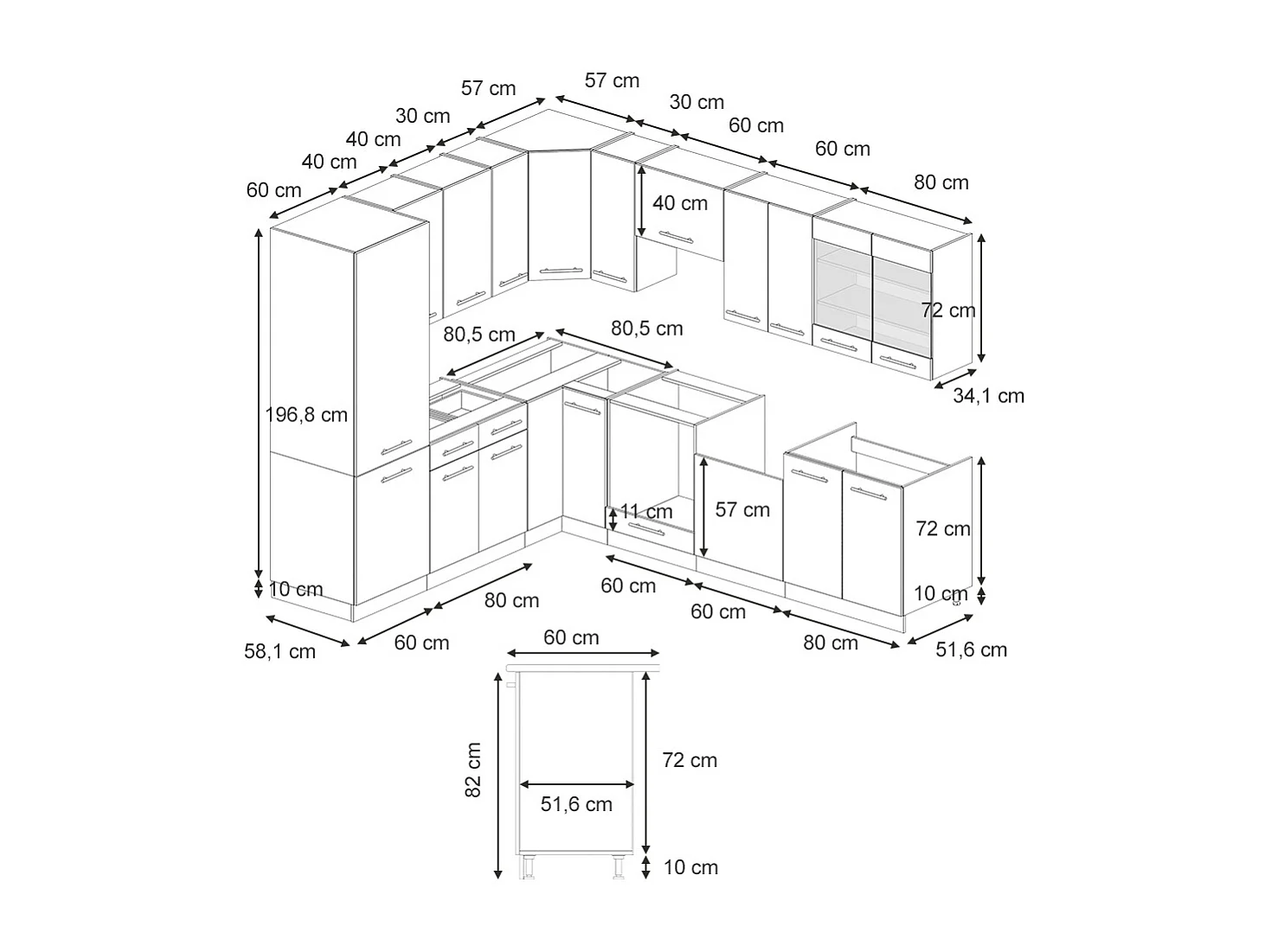Eckküche goldkraft eiche 287x60x81.6 fame-line