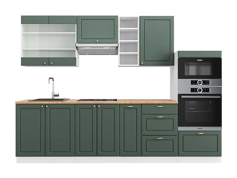 Cuisine vert-or landhaus/blanc 280x60x81.6 fame-line