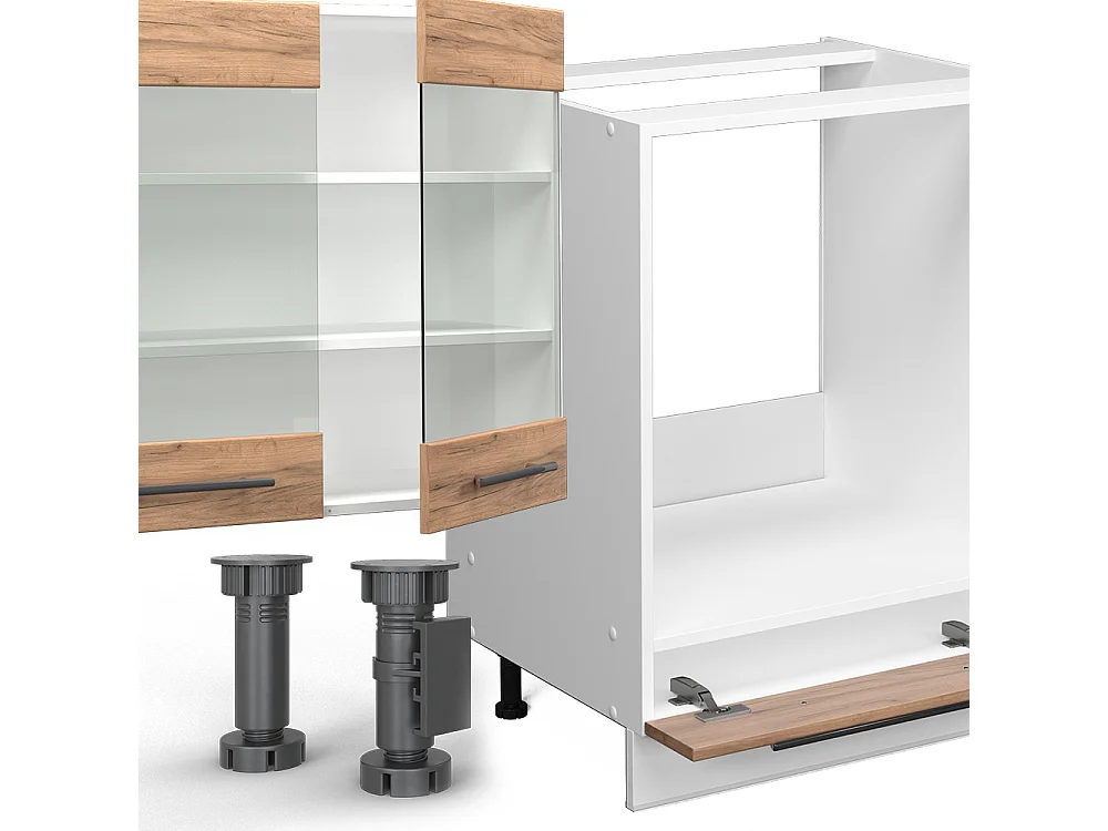 Cocina esquinera oro potencia roble/blanco 347x60x81.6 fame-line