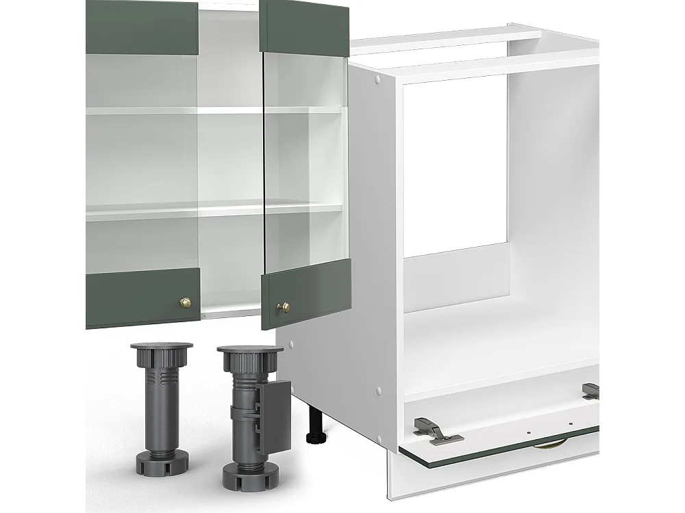 Cuisine en angle vert-or landhaus/blanc 347x46x81.6 fame-line