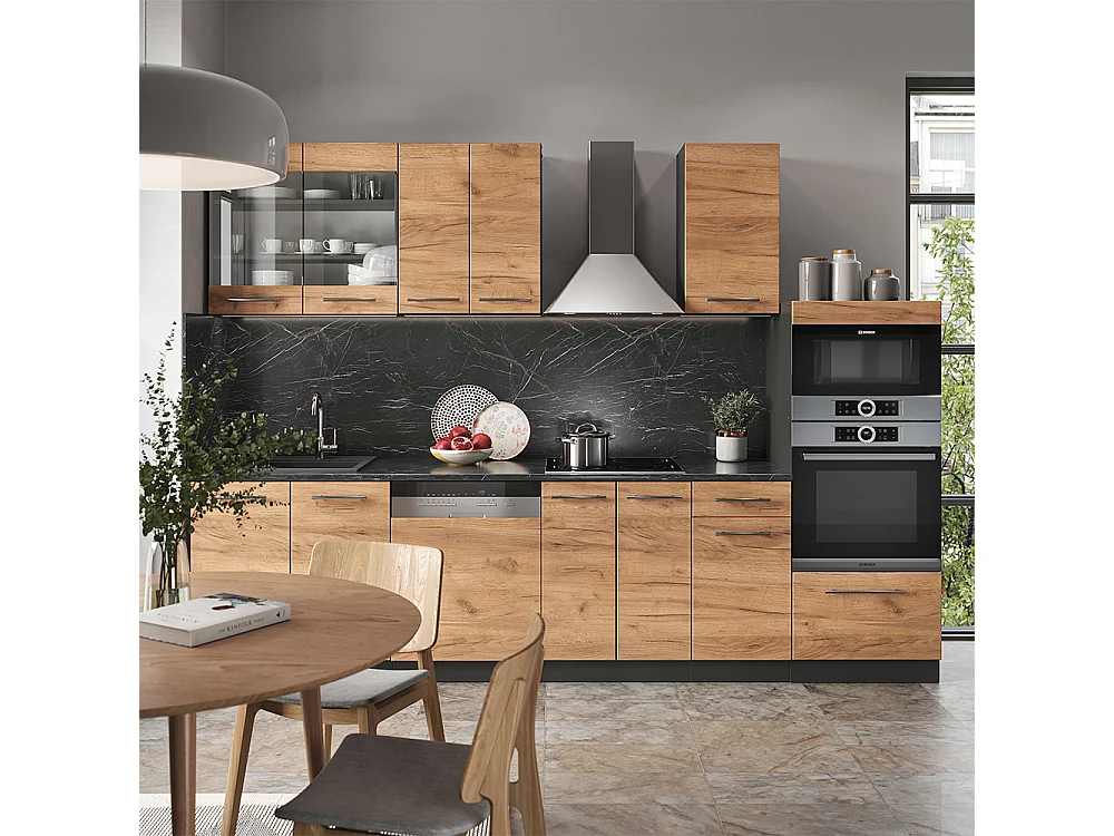 Cuisine chêne doré/anthracite 300x60x81.6 fame-line