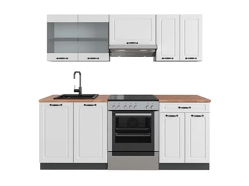 Cuisine blanc cottage/anthracite 200x60x81.6 r-line