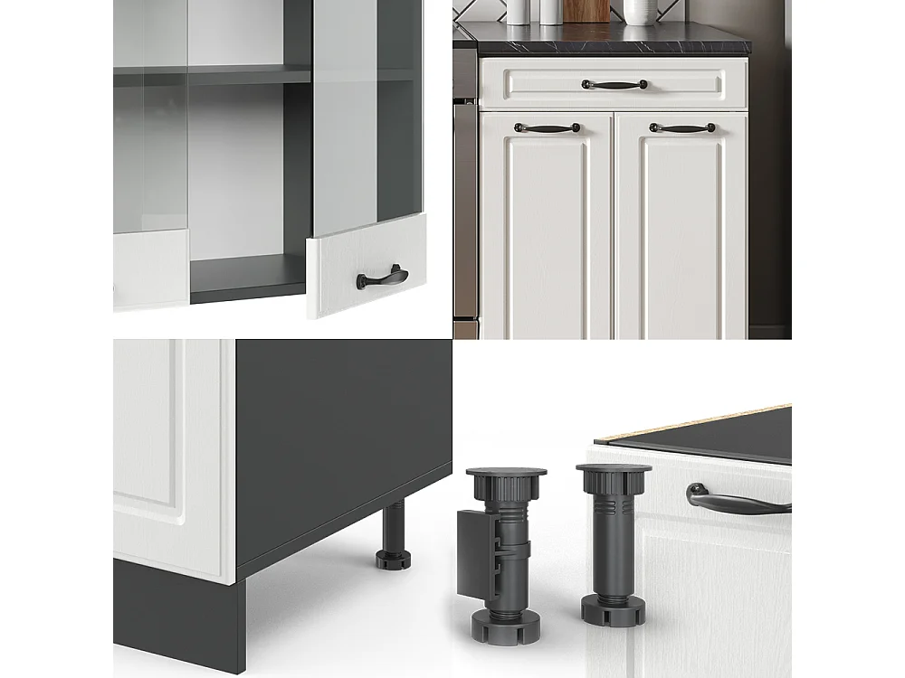 Cuisine blanc cottage/anthracite 200x60x81.6 r-line