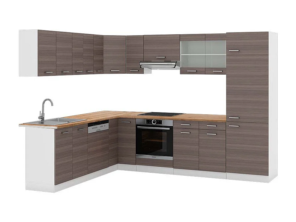 Eckküche edelgrau/weiß 287x60x81.6 r-line