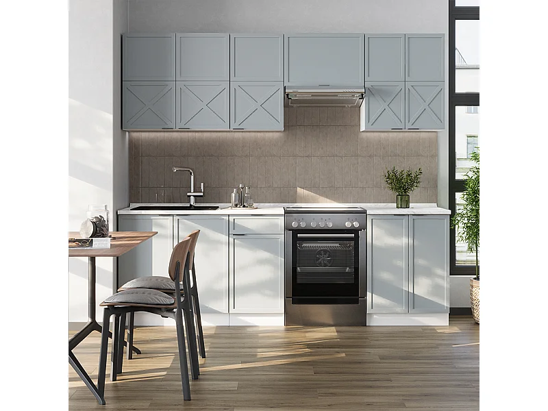 Cuisine bleu clair-gris/blanc 240x60x81.6 fame-line