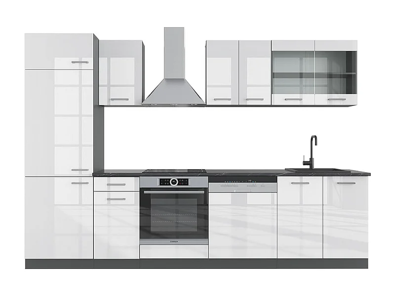 Aneks kuchenny biały wysoki połysk/antracyt 300x60x81.6 r-line