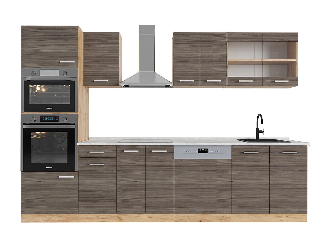 Cuisine gris noble/chêne doré 300x60x81.6 r-line