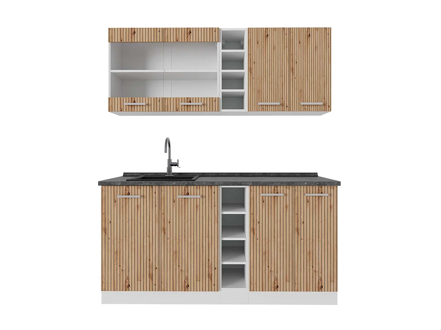 Single kitchen artisan oak/white 160x60x81.6 r-line