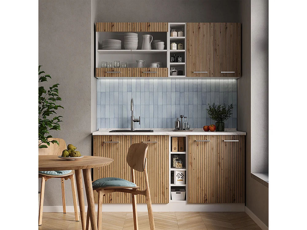 Single kitchen artisan oak/white 160x60x81.6 r-line