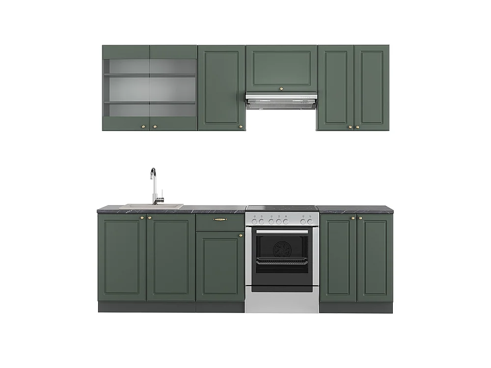 Cuisine vert et or campagne/anthracite 240x46x81.6 fame-line