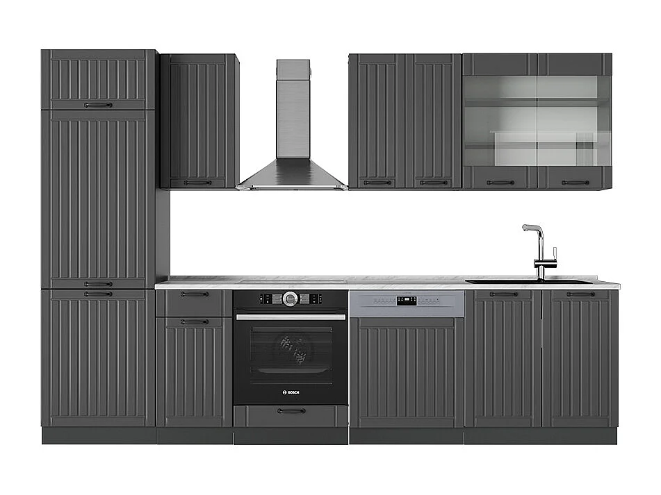 Cuisine gris foncé 300x60x81.6 fame-line
