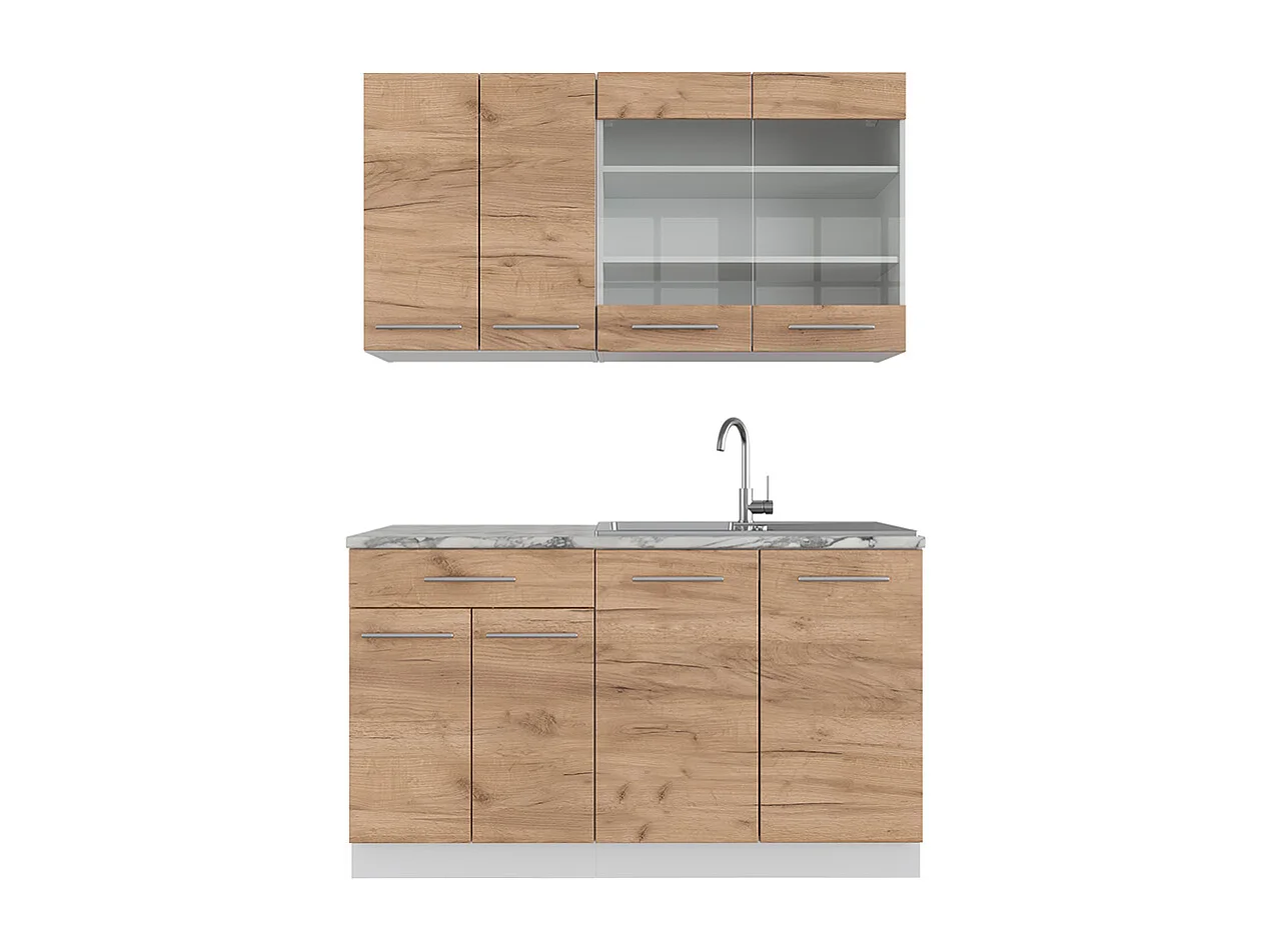 Singleküche goldkraft eiche/weiß 140x46x81.6 fame-line