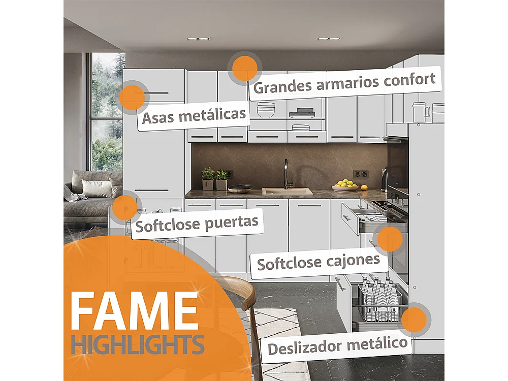 Singleküche goldkraft eiche/weiß 140x46x81.6 fame-line