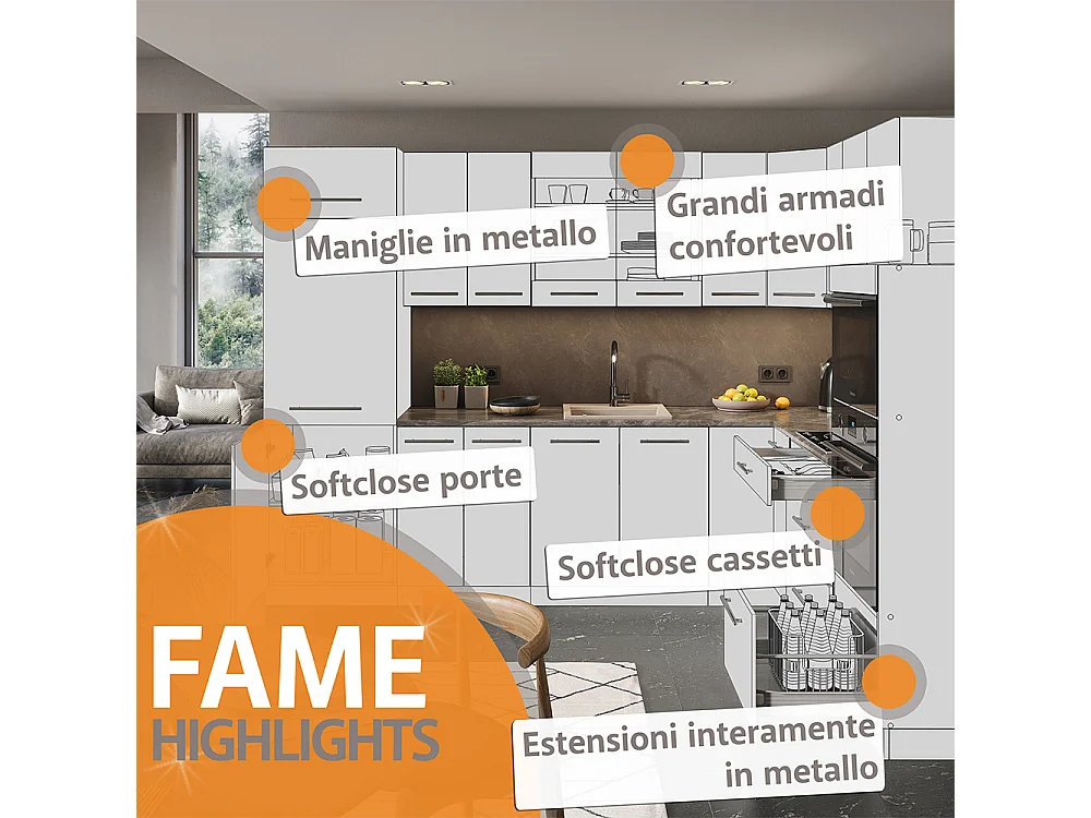 Singleküche goldkraft eiche/weiß 140x46x81.6 fame-line