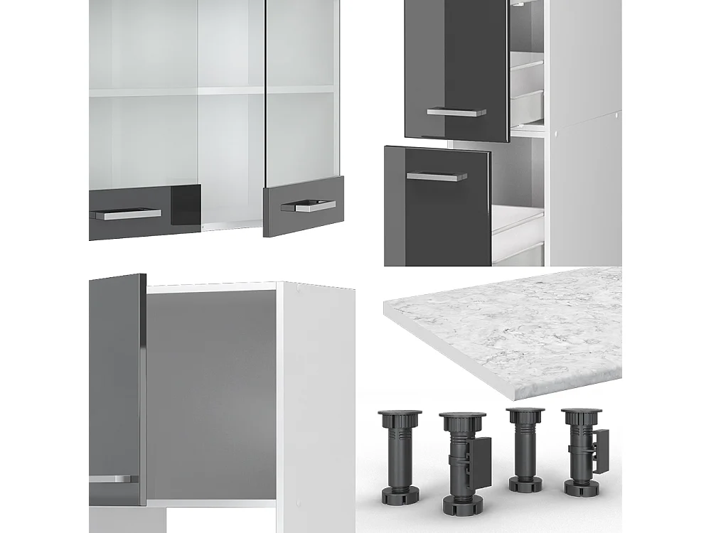 Moduł kuchenny antracytowy wysoki połysk/biały 350x60x81.6 r-line