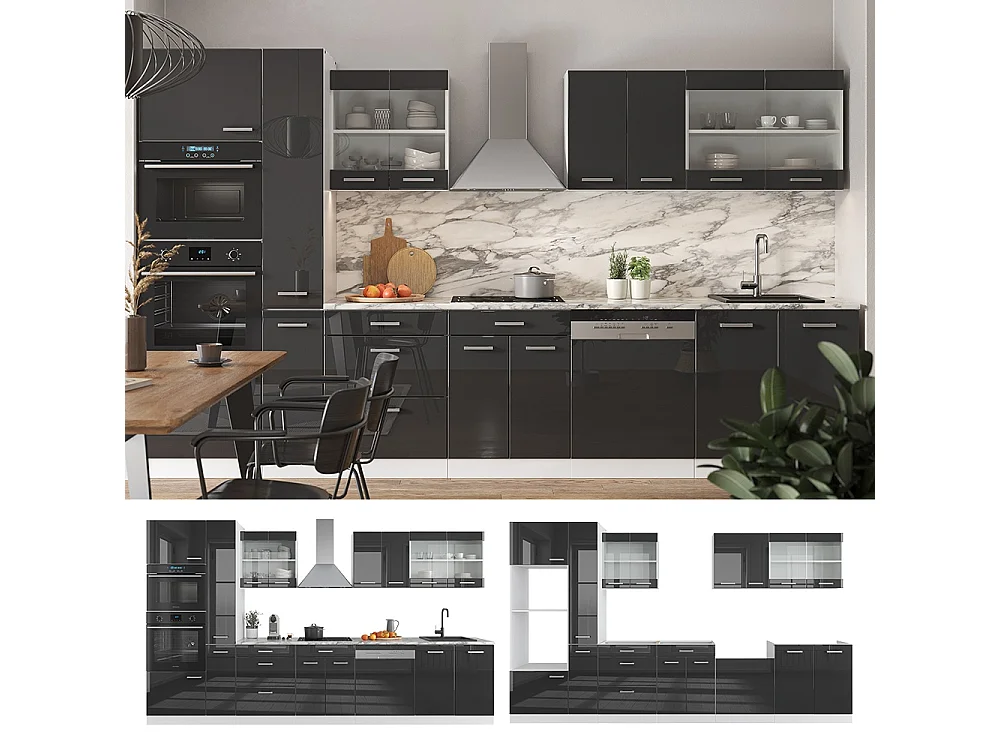 Moduł kuchenny antracytowy wysoki połysk/biały 350x60x81.6 r-line
