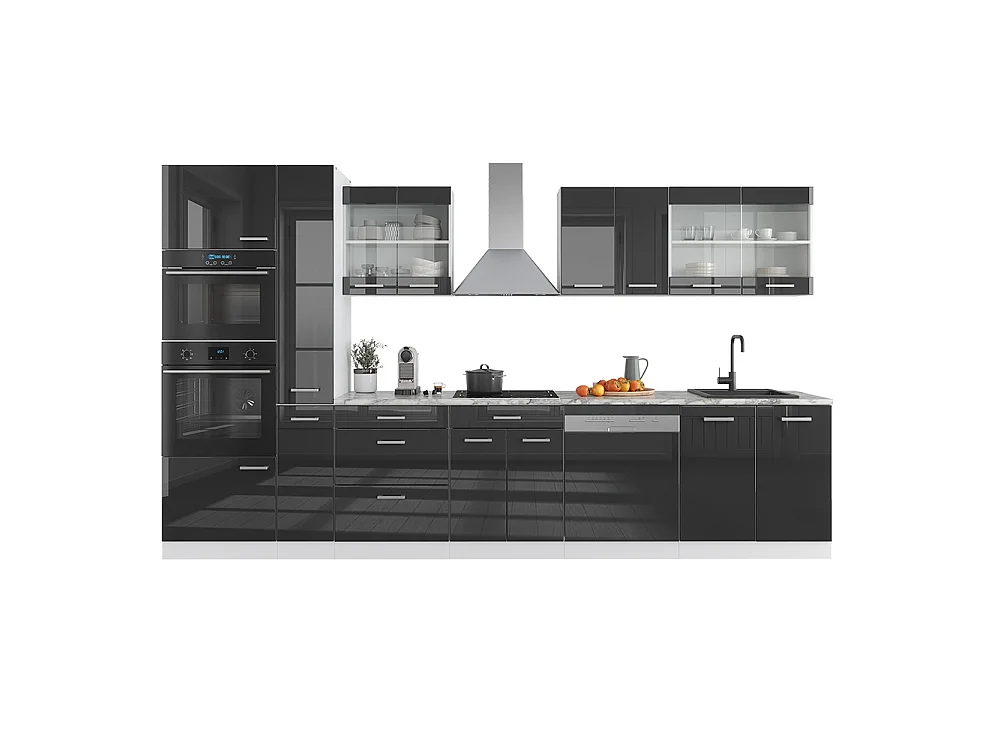 Ligne de cuisine anthracite brillant/blanc 350x60x81.6 r-line