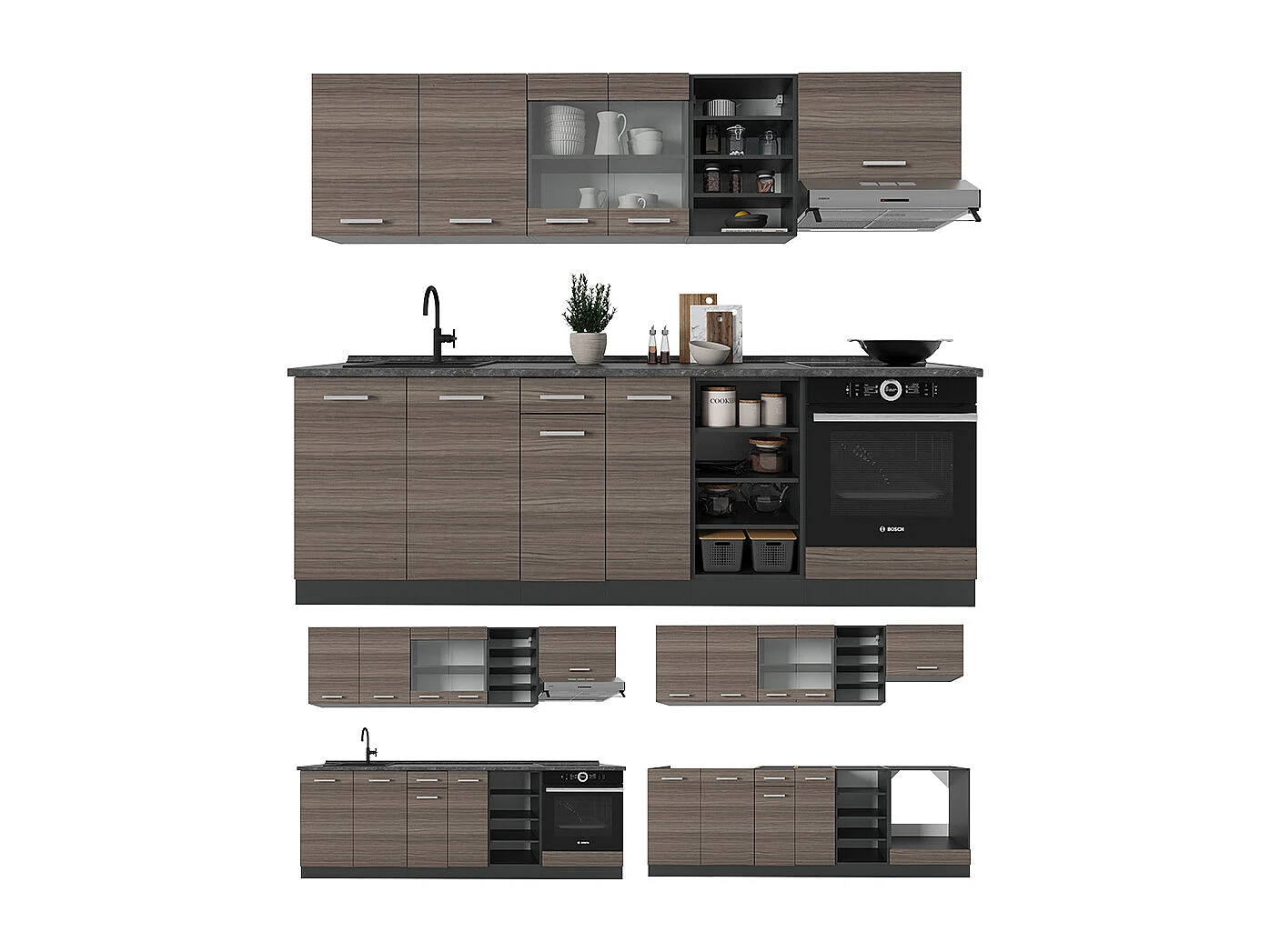 Cuisine gris noble/anthracite 240x60x81.6 r-line