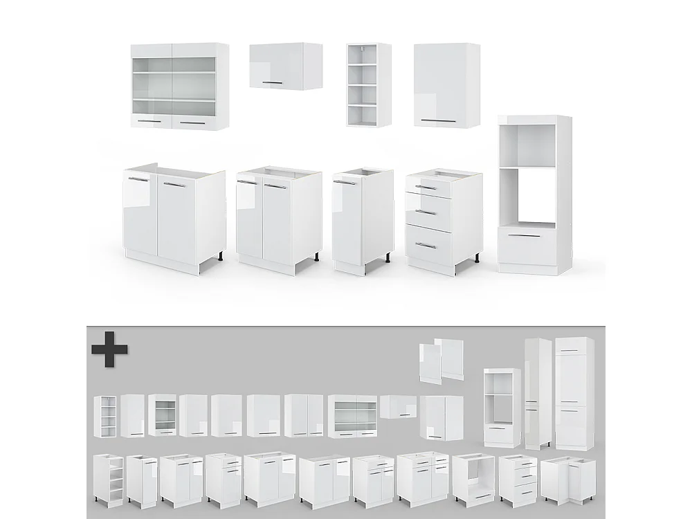 Cuisine blanc brillant/blanc 280x60x81.6 fame-line