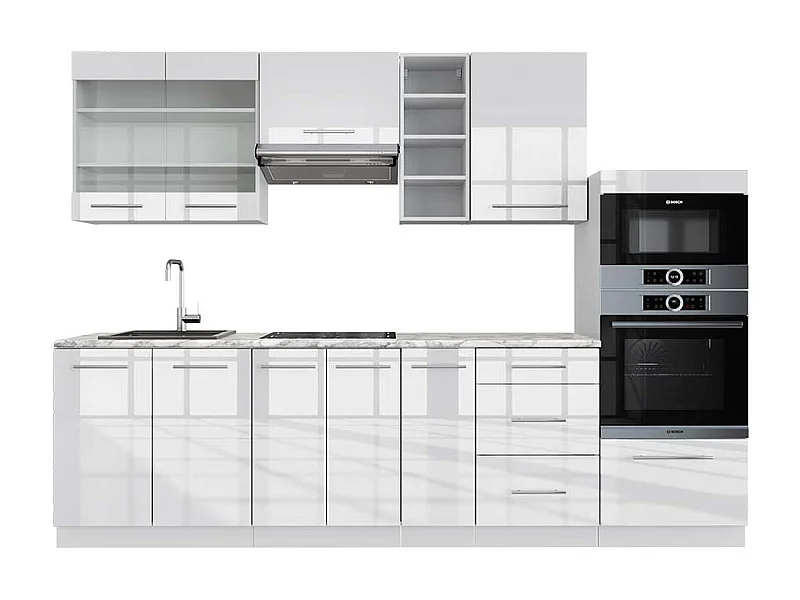 Aneks kuchenny biały wysoki połysk/biały 280x60x81.6 fame-line