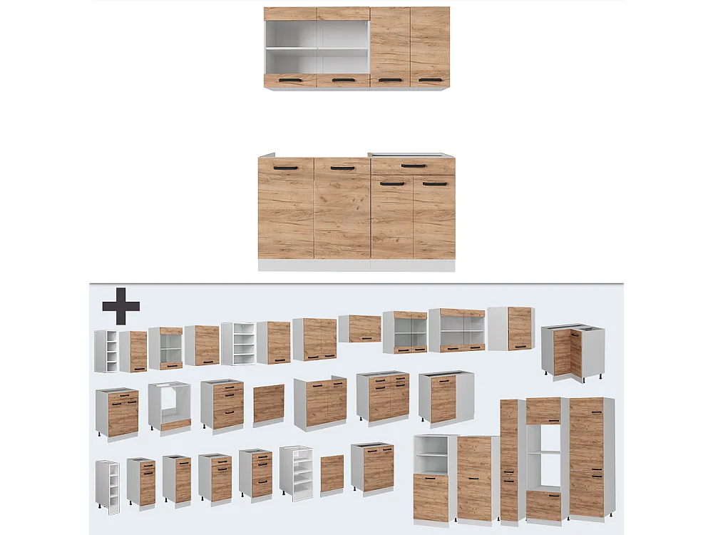 Cucina monoblocco quercia dorata/bianco 140x46x81.6 r-line
