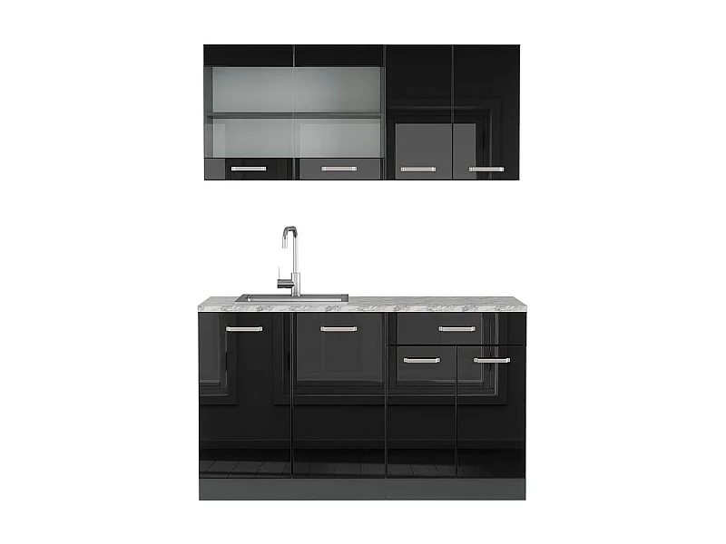 Cuisine noir brillant/anthracite 140x60x81.6 r-line