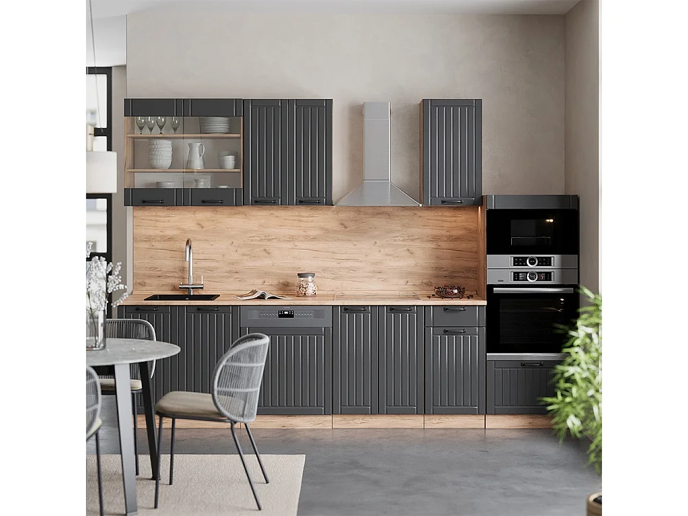 Cuisine gris foncé 300x46x81.6 fame-line