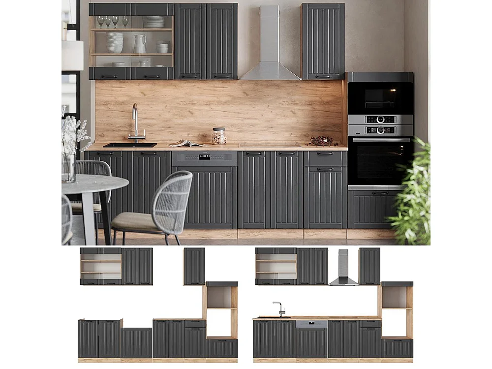 Cuisine gris foncé 300x46x81.6 fame-line
