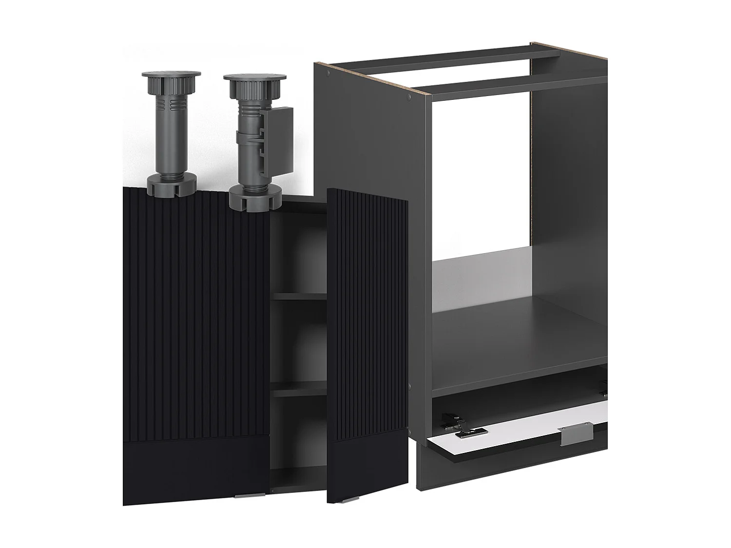 Cuisine en angle noir rayé/anthracite 287x60x81.6 fame-line