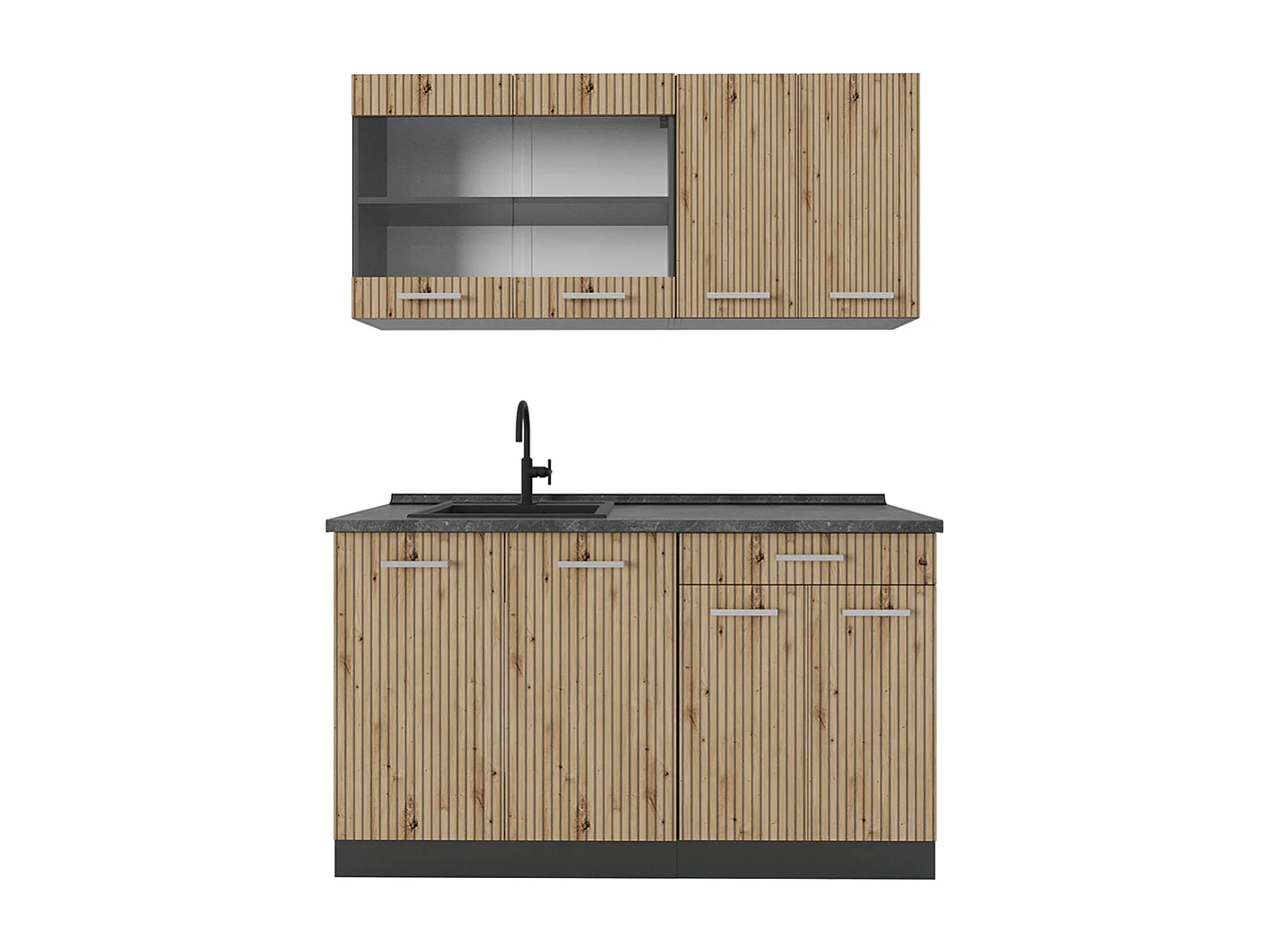 Singleküche artisan eiche/anthrazit 140x60x81.6 r-line