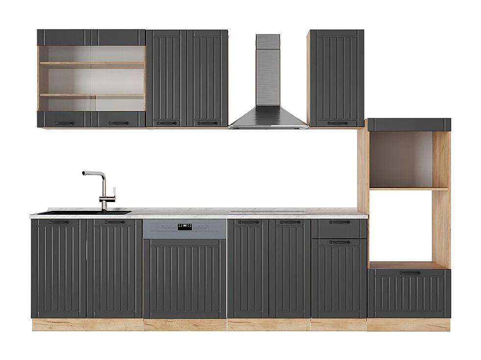 Cuisine gris foncé 300x60x81.6 fame-line