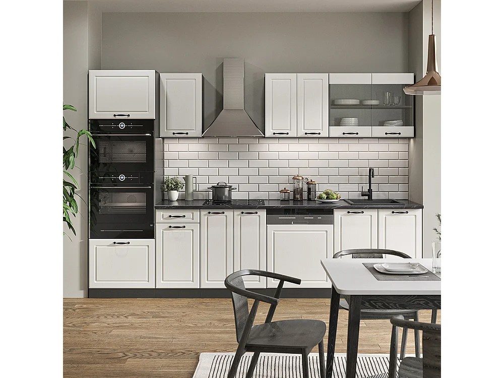 Mueble de cocina casa de campo blanca/antracita 300x60x81.6 r-line