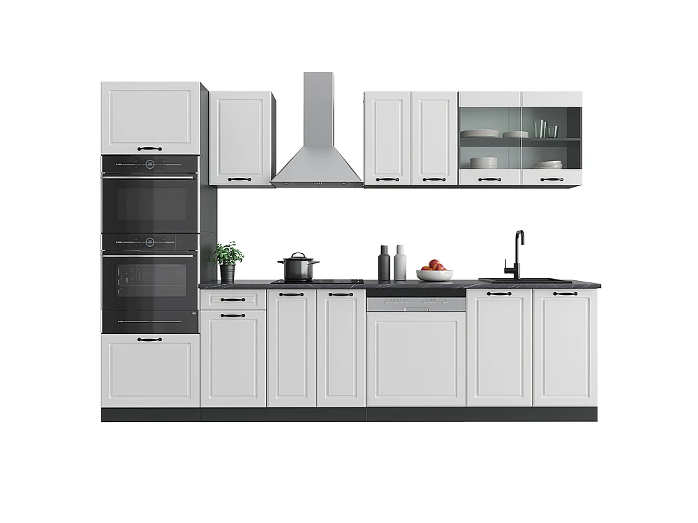 Mueble de cocina casa de campo blanca/antracita 300x60x81.6 r-line