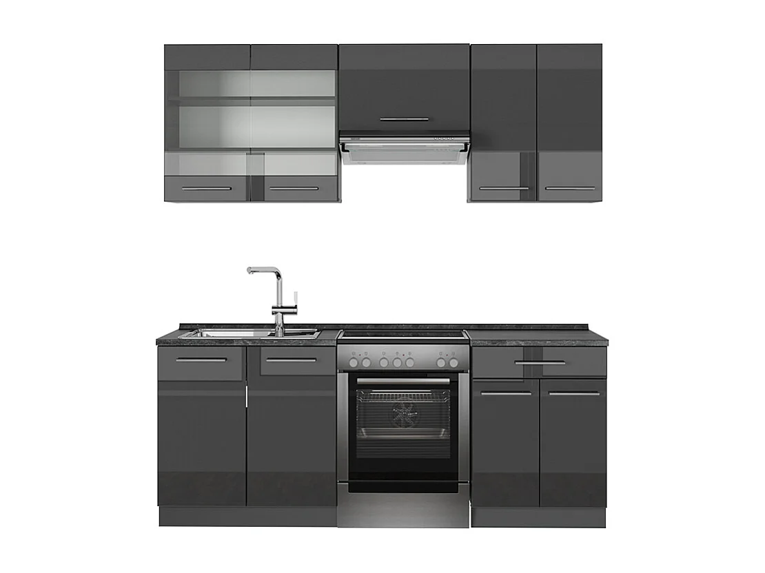 Cuisine anthracite haute brillance 200x46x81.6 fame-line