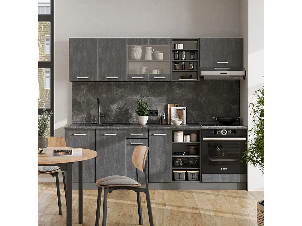 Cucina componibile calcestruzzo nero/antracite 240x60x81.6 r-line