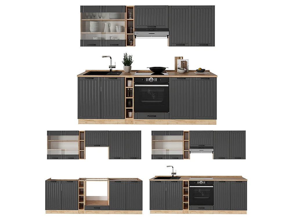 Køkkenrække mørkegrå 235x60x81.6 fame-line